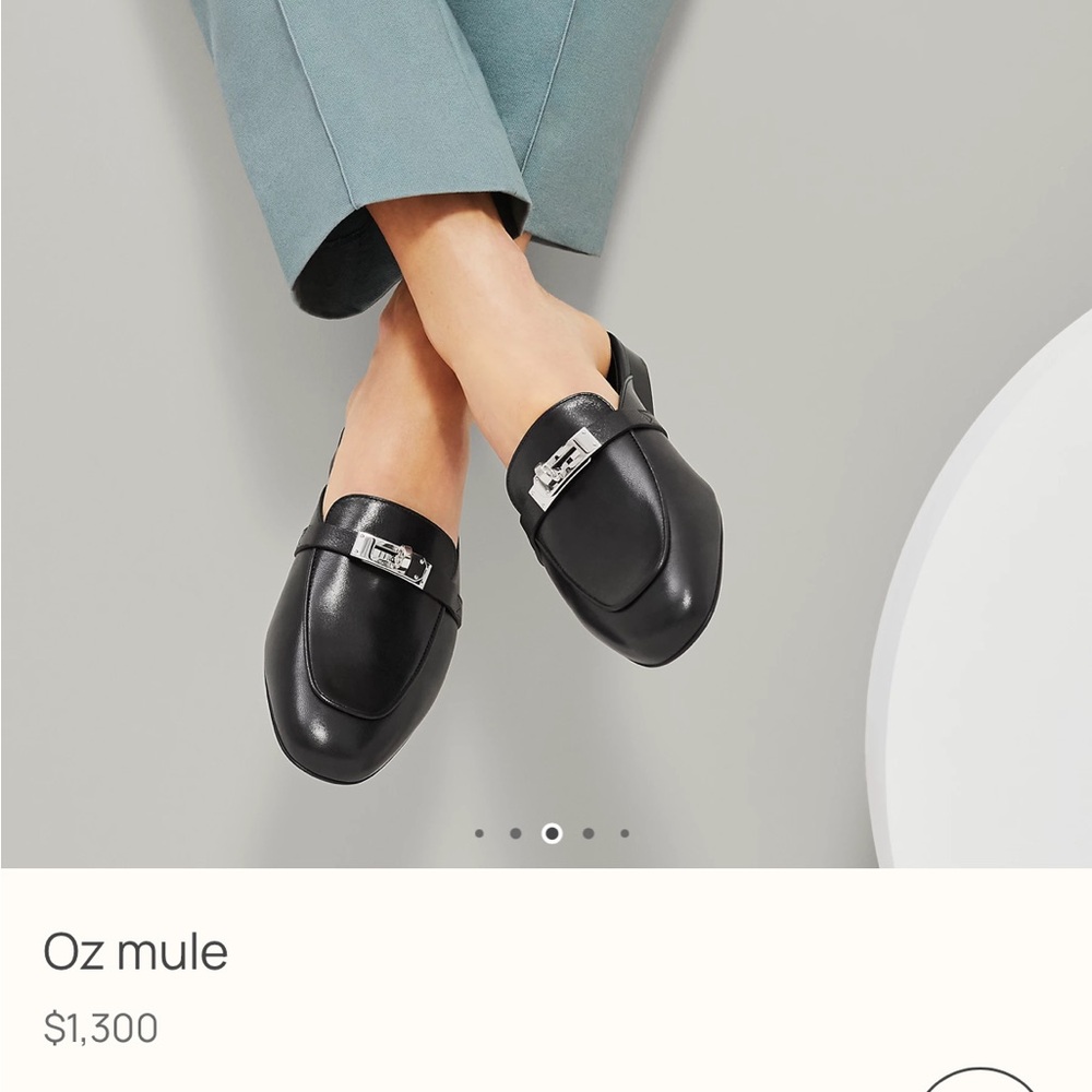 Hermes Black Leather Mules with Silver Buckle - Picture 6 of 7